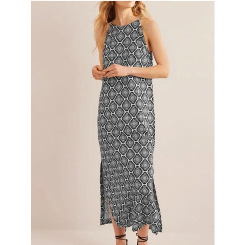 Boden Racer Neck Jersey Midi Maxi Dress Blue Cotton 6L Tall